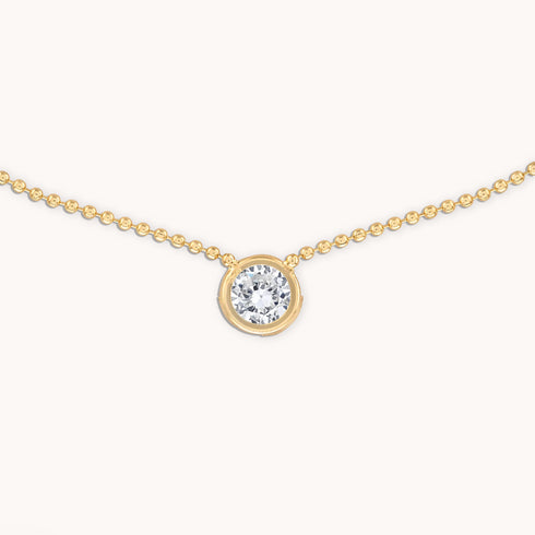 2mm Crystal Gold Ball Chain Necklace